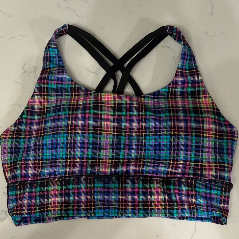 Peachy Athletic Multicolor Plaid Sports Bra